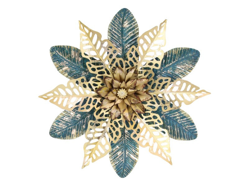Blue and Gold Floral Wall Art- 54cm