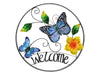 ROUND METAL GLASS BUTTERFLY WELCOME -54CM
