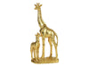 GOLD GIRAFFE WITH BABY ON BASE - 31 cm