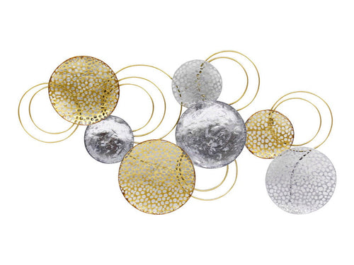 GOLD/SILVER CIRCULAR METAL WALL ART - 94X56CM