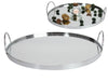 ROUND MIRRORED TRAY WITH HANDLES - 30CM