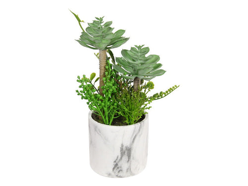 SUCCULENTS IN MARBLE POT 2 ASS - 30 CM